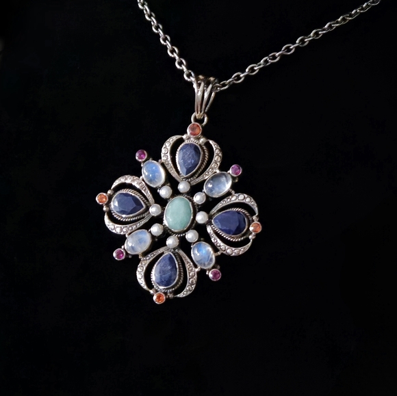 ***SOLD******NICKY BUTLER 925 Sterling Silver Lapis Moonstone Topaz Necklace - Picture 10 of 16